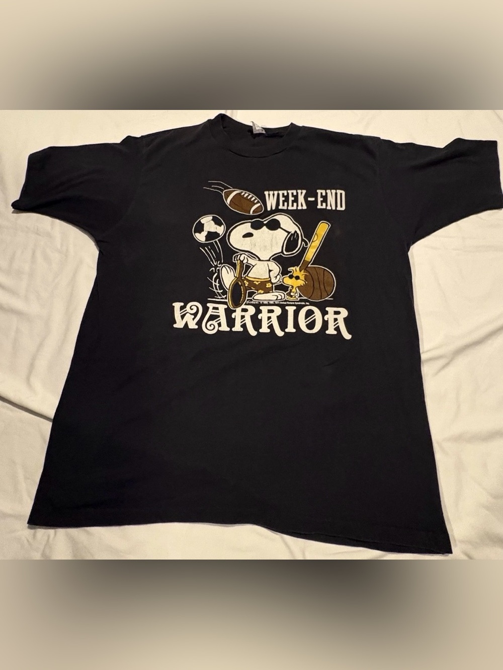 VTG 70s Snoopy “WEEKEND WARRIOR” Sports Graphic Single Stitch T-Shirt 1X